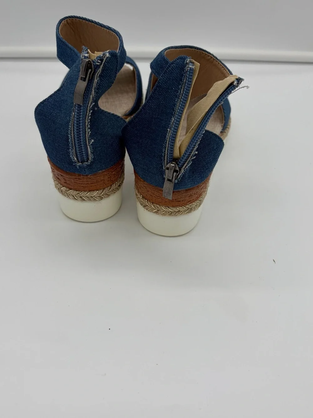 Denim Blue Wedge Sandals - Comfortable Summer Espadrilles